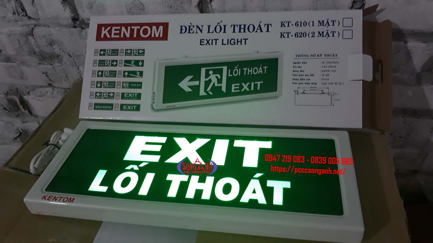 đèn exit kentom KT610 1 mặt